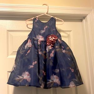 Enchanting 2T floral special occasion dress - navy and mauve pink floral